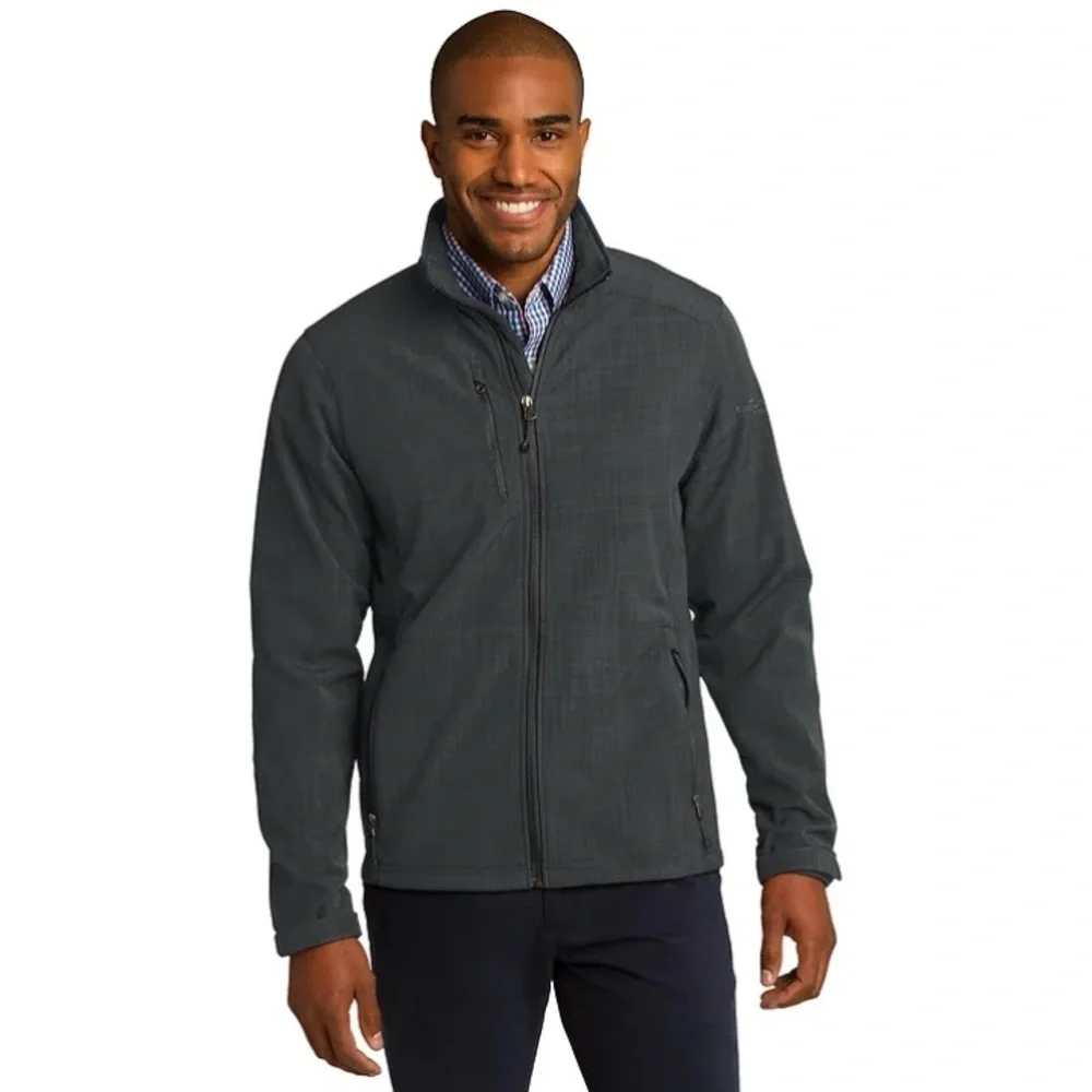 Eddie Bauer Gray Shaded Crosshatch Soft Shell Jacket Mens Size XL
